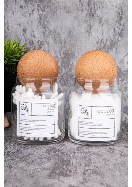 Turuncu 2li 300ML Cam Kavanoz Top Kapaklı Banyo Düzenleyici Seti