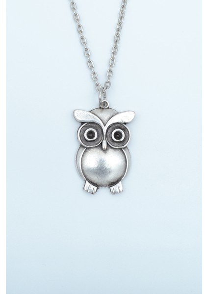 Baykuş Gümüş Kaplama Düz Zincir Kolye