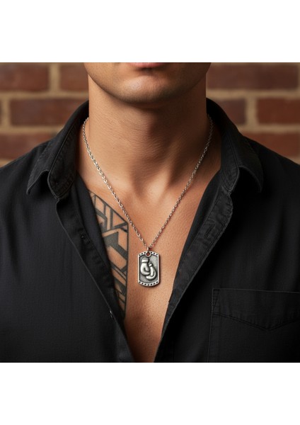 Boks Eldiveni Künye Gümüş Kaplama Düz Zincir Kolye modelleri