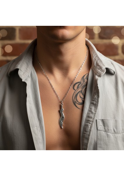 Lol Savaş Kılıcı Gümüş Kaplama Düz Zincir Kolye fiyatları