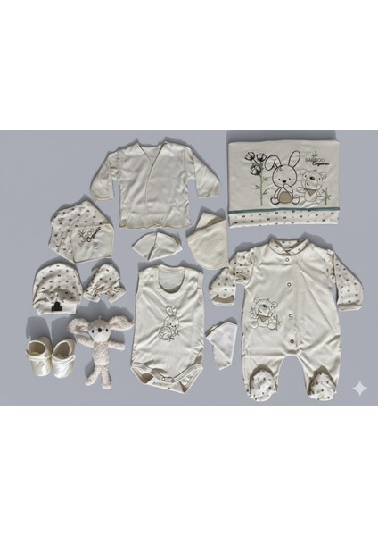 %100 Organik 10 Parça Lüks Hastane Çıkış Seti Tavşanlı