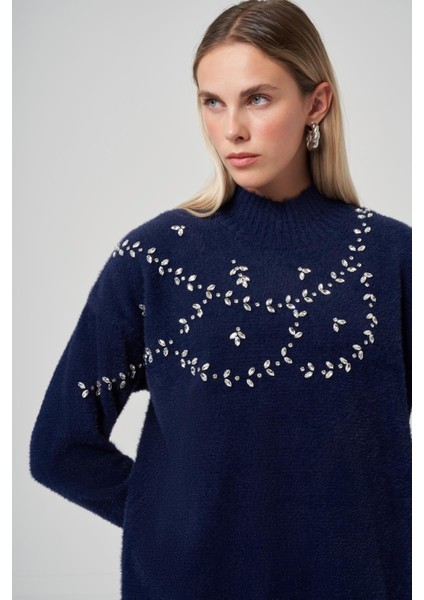 7002 Taş Işlemeli Angora Kazak Tunik modelleri