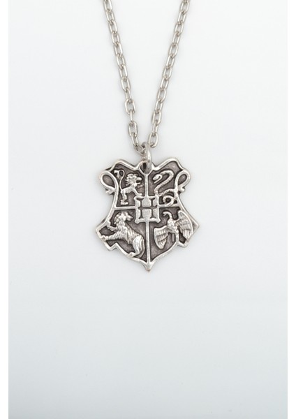 Harry Potter Hogwarts Sembol Gümüş Kaplama Düz Zincir Kolye