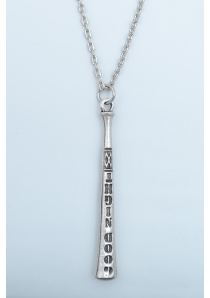 Beyzbol Sopası Gümüş Kaplama Düz Zincir Kolye