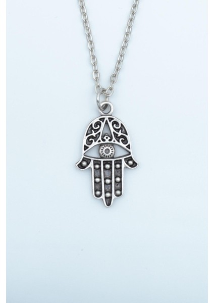 Fatma Ana Eli Gümüş Kaplama Düz Zincir Kolye