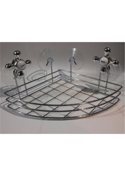 Gri Renkli, Vantuzlu ve Paslanmaz Kaplamalı Fayansa Yapışan Banyo Rafı