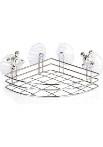 Gri Renkli, Vantuzlu ve Paslanmaz Kaplamalı Fayansa Yapışan Banyo Rafı