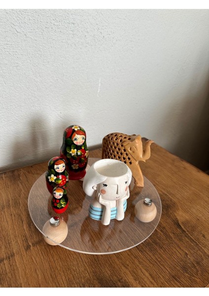 Şeffaf Ahşap Top Ayaklı Organizer, Düzenleyici ve Pleksi Stant, Şık ve Pratik Tasarım fiyatları