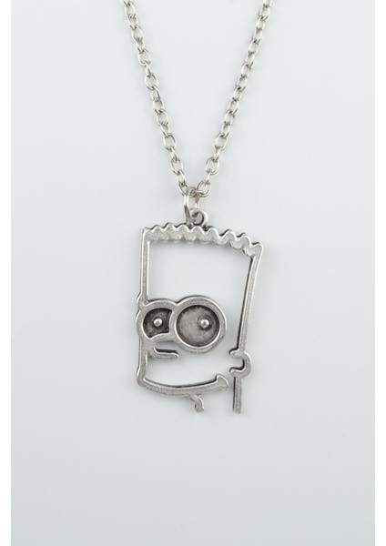 Bart Simpson Gümüş Kaplama Düz Zincir Kolye