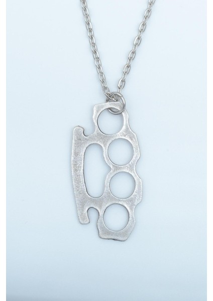 Muşta Gümüş Kaplama Düz Zincir Kolye