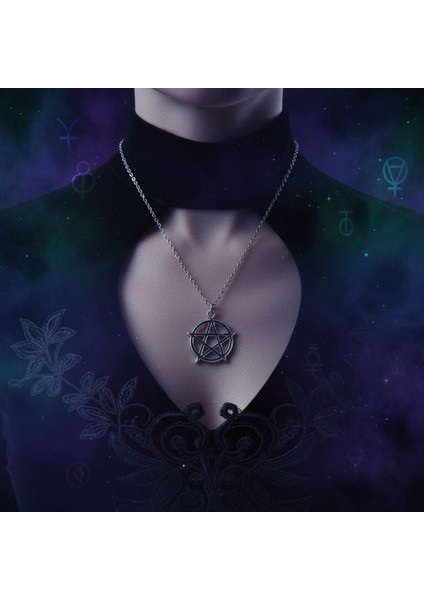 Pentagram Yıldızı Gümüş Kaplama Düz Zincir Kolye fiyatları