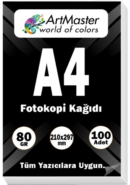 A4 Fotokopi Kağıdı 100 Adet 80 gr 21X29,7 cm Artmaster A4 Boy Fotokopi Kağıdı Yazıcı Kağıdı 100 Lü