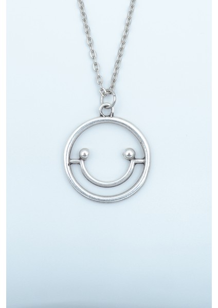 Gülen Yüz- Smile Gümüş Kaplama Düz Zincir Kolye