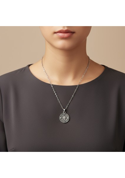 Minimal Pusula Gümüş Kaplama Düz Zincir Kolye fiyatları