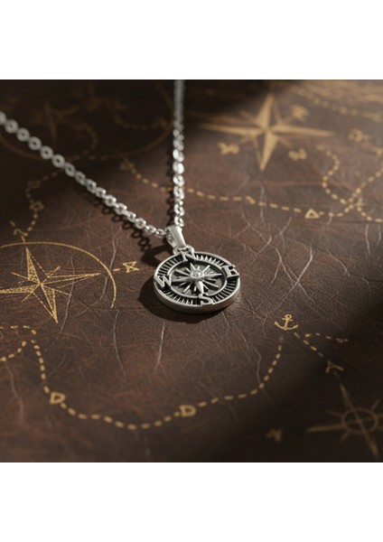 Minimal Pusula Gümüş Kaplama Düz Zincir Kolye modelleri