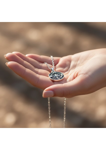 Minimal Pusula Gümüş Kaplama Düz Zincir Kolye fırsatları