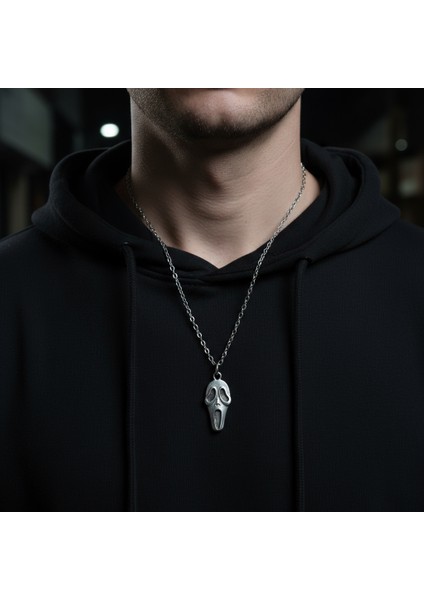 Scream - Çığlık Gümüş Kaplama Düz Zincir Kolye