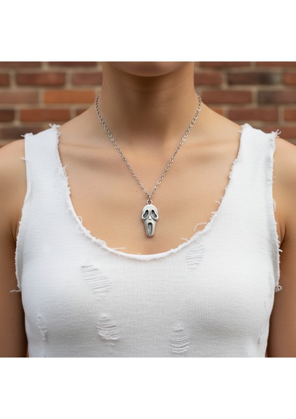 Scream - Çığlık Gümüş Kaplama Düz Zincir Kolye fiyatları