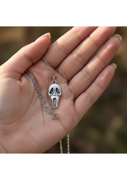 Scream - Çığlık Gümüş Kaplama Düz Zincir Kolye fırsatları