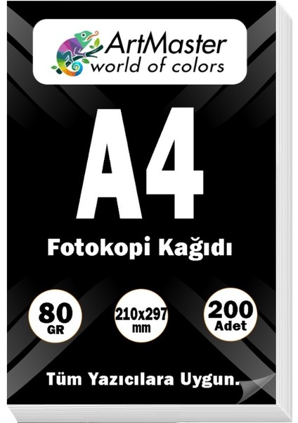 A4 Fotokopi Kağıdı 200 Adet 80 gr 21X29,7 cm Artmaster A4 Boy Fotokopi Kağıdı Yazıcı Kağıdı 200 Lü
