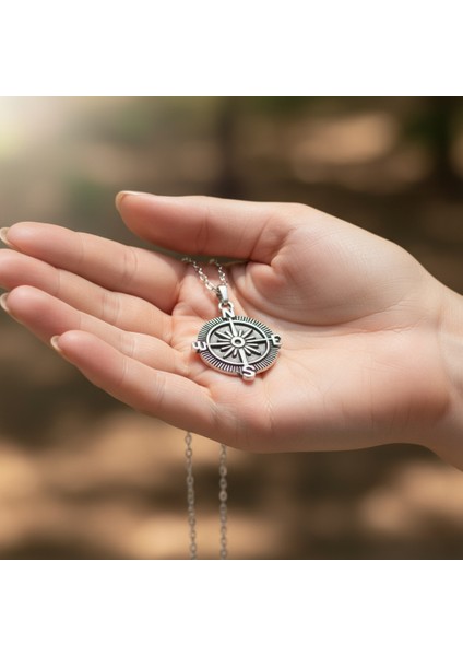 Pusula Gümüş Kaplama Düz Zincir Kolye fırsatları