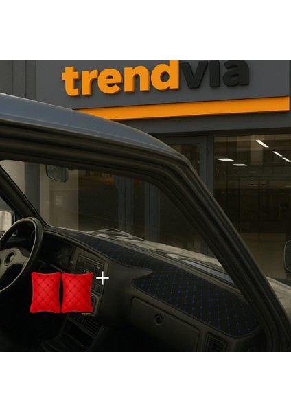 Tofaş Şahin Doğan Kartal Yüksek Ön Göğüs Siyah-Mavi Torpido Kılıfı / Kırmızı-Siyah Boyun Yastığı