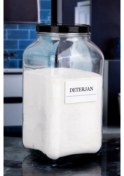 Siyah Metal Kapaklı 3l Deterjan Cam Kavanoz, Şık ve Kullanışlı Mutfak Saklama Çözümü