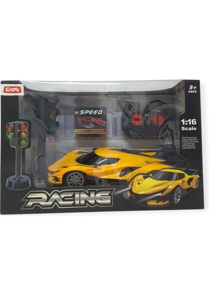 Ctoys Racing 1:16 Uzaktan Kumandalı Sarı Spor Araba Trafik Işıklı