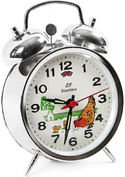 Nostaljik Kurmalı Tavuk Tasarımlı Çalar Masa Saati
