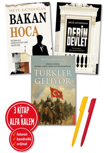 Alfa Kalem+ Mete Gündoğan 3 Kitap (Bakan Hoca+Derin Devlet+Türkler Geliyor) Tarih Yeni Destek Yayın