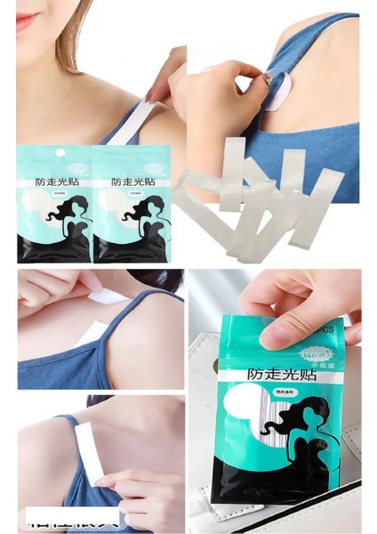 72 Adet Çift Taraflı Transparan Dekolte Kapatıcı Yapışkan Paça Boyu Düzeltici -Askılı Elbise Bandı indirimleri