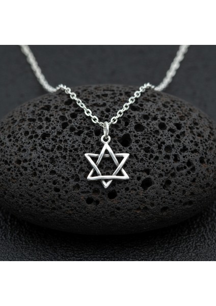 Minimal Pentagram Gümüş Kaplama Düz Zincir Kolye modelleri