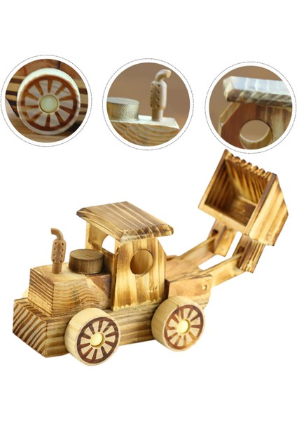 El Yapımı Doğal Ahşap Kepçe Oyuncak Inşaat Iş Makinesi Maket Model Araç Çocuklara Özel Hediye Araç modelleri