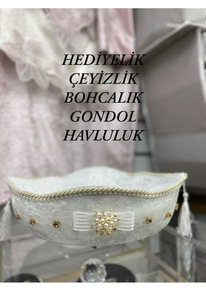 Kadife Taşlı Özel Tasarım Havluluktan Oluşan Şık Bohçalık ve Çeyizlik Ürün