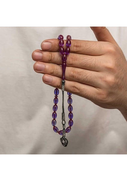 Hk Sıkma Kehribar Tesbih Gümüş Kazaz Püsküllü |gümüş Takı Hediyelik Ürünler