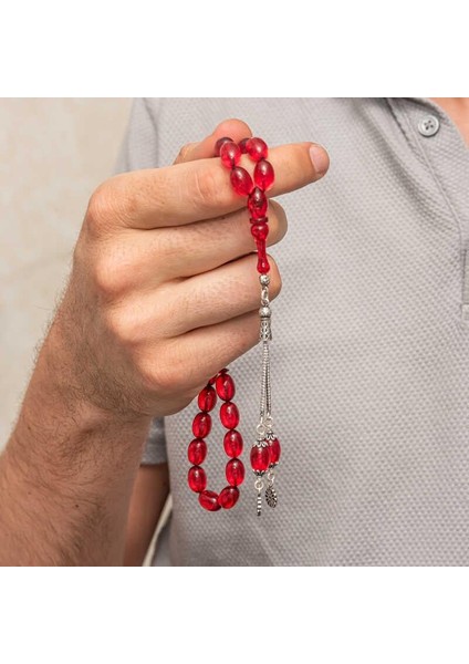 Hk Sıkma Kehribar Tesbih Gümüş Püskül Kırmızı Ateş|gümüş Takı Hediyelik Ürünler modelleri