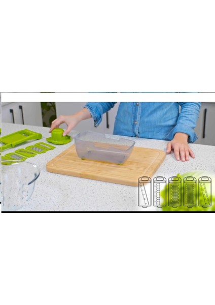 5 Başlıklı Hazneli Kaymaz Rende Jülyen Kesici Patates Havuç Rendesi fırsatları