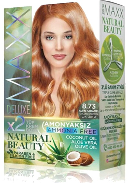 2 Paket Natural Beauty Amonyaksız Saç Boyası 8.73 Altın Karamel modelleri