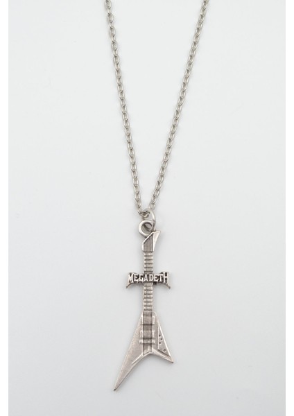 Megadeth Elektro Gitar Gümüş Kaplama Düz Zincir Kolye