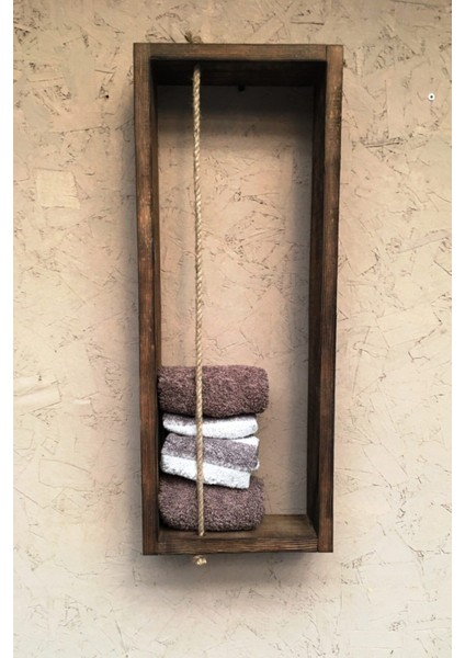 Şık Halatlı Ahşap Duvar Rafı, Çok Amaçlı ve Doğal Dekorasyon Parçası