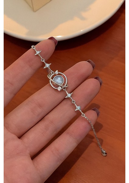 Galaksi Mavi Taşlı Yıldız Detaylı Pinterest Kadın Bileklik