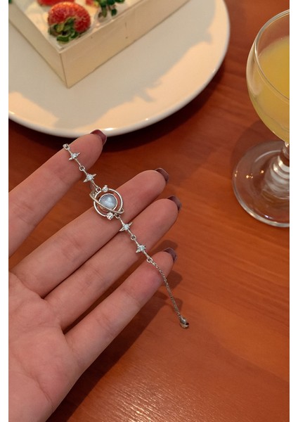 Galaksi Mavi Taşlı Yıldız Detaylı Pinterest Kadın Bileklik fiyatları