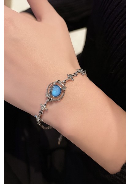 Galaksi Mavi Taşlı Yıldız Detaylı Pinterest Kadın Bileklik indirimleri
