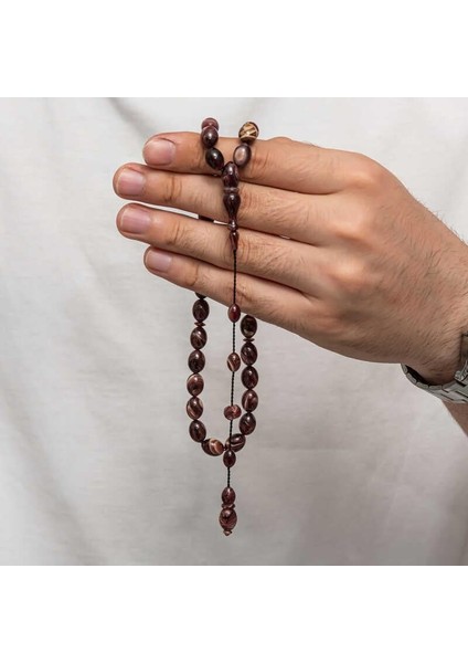 Hk Sıkma Kehribar (Ateş Kehribar) Tesbih Kapsül Kesim Vişne Kırmızı (Metal Püskülsüz)|gümüş Takı Hediyelik Ürünler