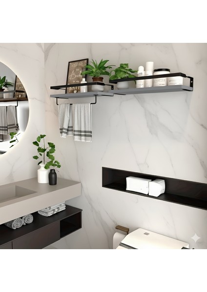 2'li Banyo - Mutfak - Oda - Rafı Havluluk Dekoratif Banyo Düzenleyici Çok Amaçlı Sabunluk Raf