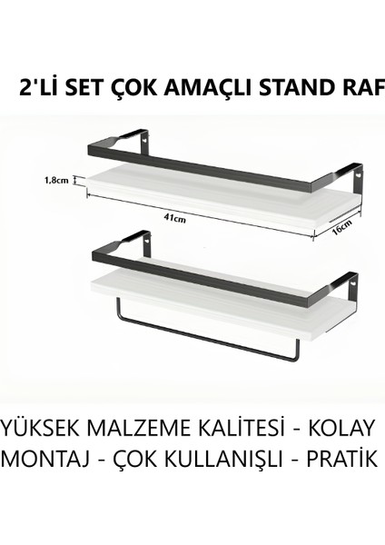2'li Banyo - Mutfak - Oda - Rafı Havluluk Dekoratif Banyo Düzenleyici Çok Amaçlı Sabunluk Raf fırsatları