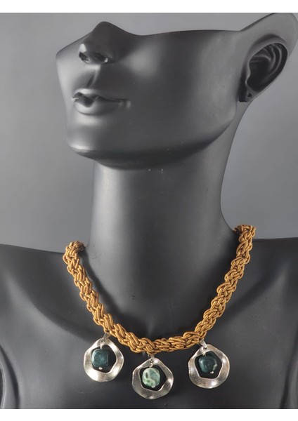 Hint Akik Detaylı Örme Kolye modelleri