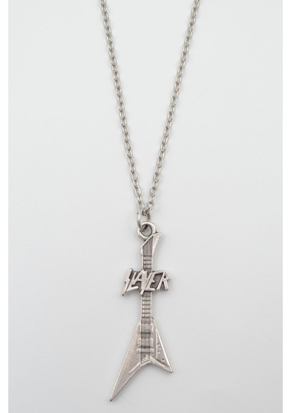 Slayer Elektro Gitar Gümüş Kaplama Düz Zincir Kolye