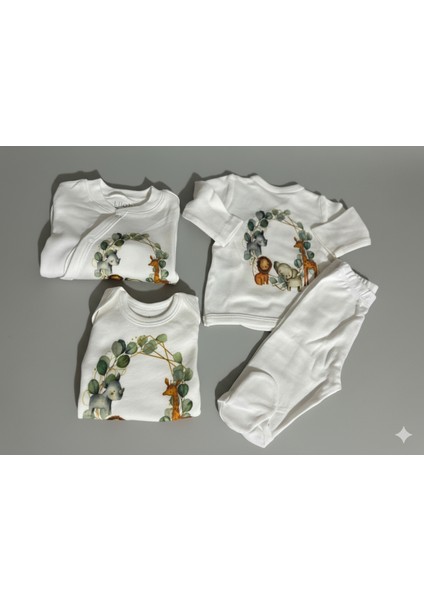 Bebek Animal Baskılı Hastane Çıkışı %100 Pamuk 10'lu Set Unisex Yenidoğan fiyatları