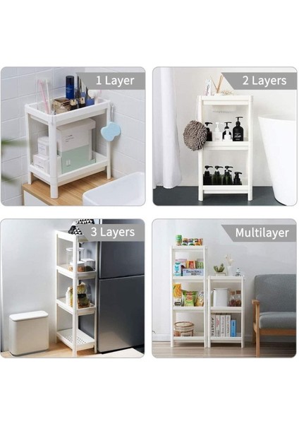 4 Katlı Çok Amaçlı Raf, Mutfak ve Banyo Düzenleyici, Beyaz ve Turkuaz fırsatları